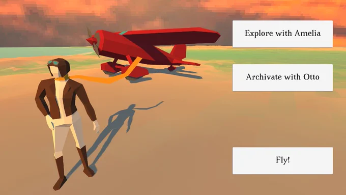 Screenshot der Anwendung mit Pilot und Flugzeug als 3D-Modelle
