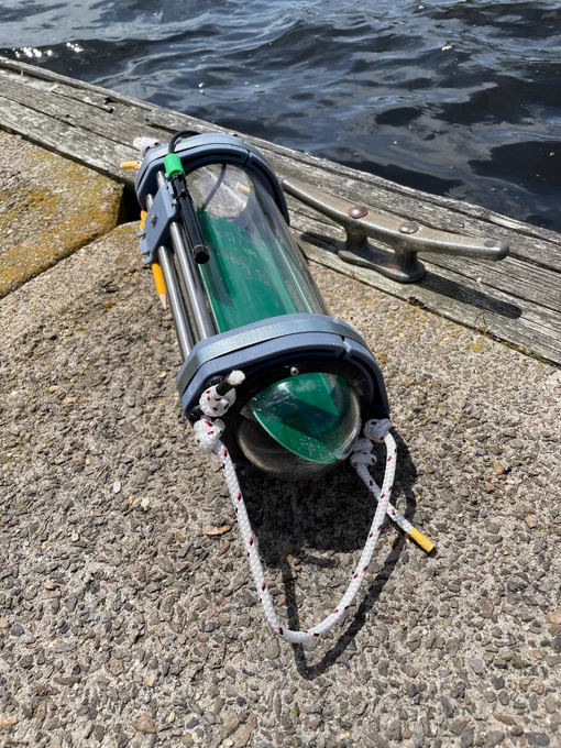 FieldKit Underwater prototype shown at a dock in a marine environment