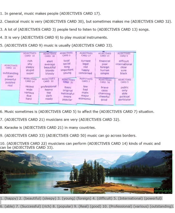 http://www.sentencemaster.ca/english-adjective-exercises.html
English Adjective Exercises - English Grammar, Vocabulary and Writing Practice - Please select the correct adjective to complete the sentence.