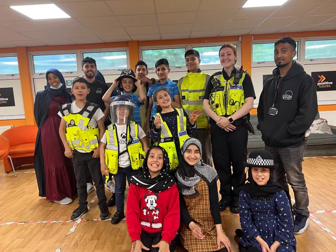 West Midlands Police Officers with young members of Positive Youth Foundation after delivering an informative session on Hate crime. 