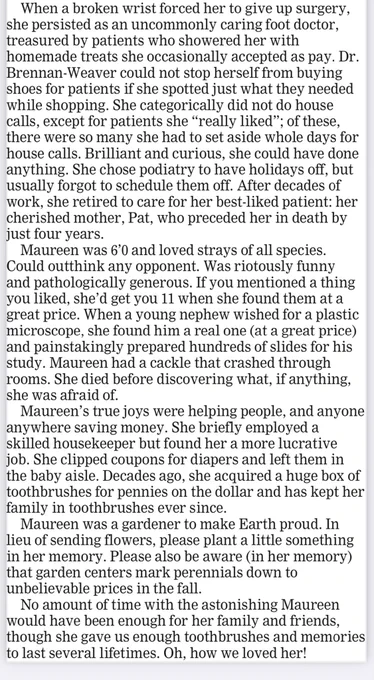 (Continued) text at this URL: https://obits.pennlive.com/us/obituaries/pennlive/name/maureen-brennan-weaver-obituary?id=35333333