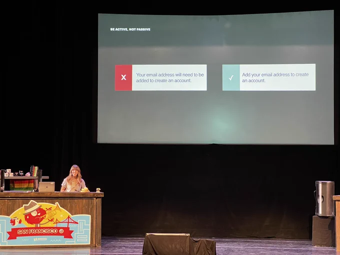 Sophie explaining avoiding passive case vs. active case