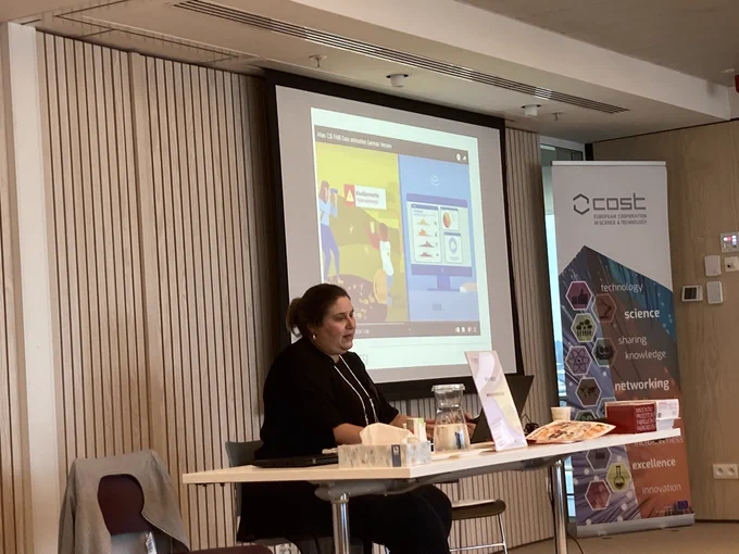 Kelly Martinou presenting the cost action Alien csi