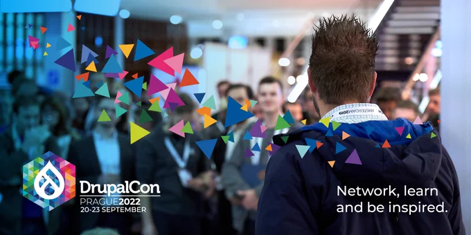 Promotional graphic for DrupalCon Prague 2022