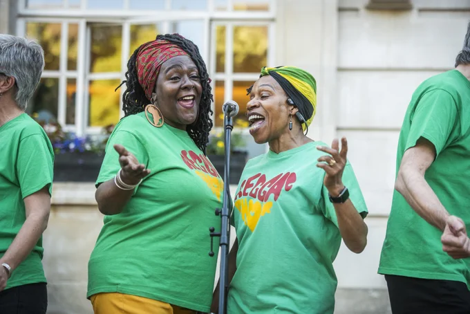 Two singers from the Reggae Choir