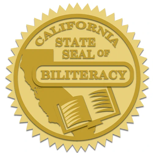 Image of the California State Seal of Biliteracy, a gold circular seal with an image of the state of California and an open book.