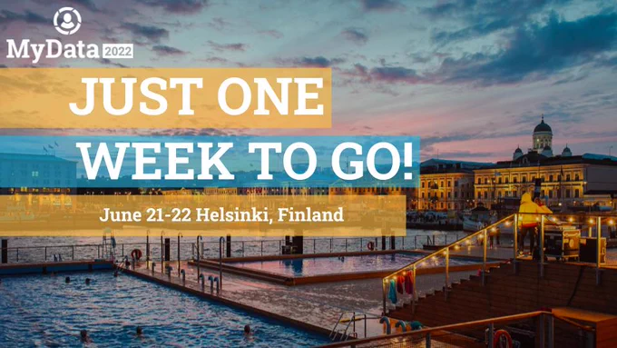 Just one week to go until MyData 2022! 

The MyData conference is the most impactful personal data event in the world where we, together, work to build a more fair human-centric data economy.  

Join us in Helsinki on June 21-22.