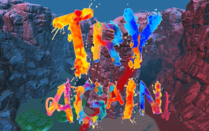 multi colored try again screen from a mermaid micro game