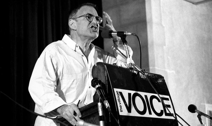 Larry Karmer giving a speech