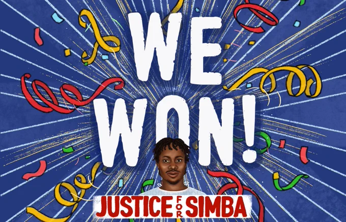We Won! Justice for Simba - decorative party graphic