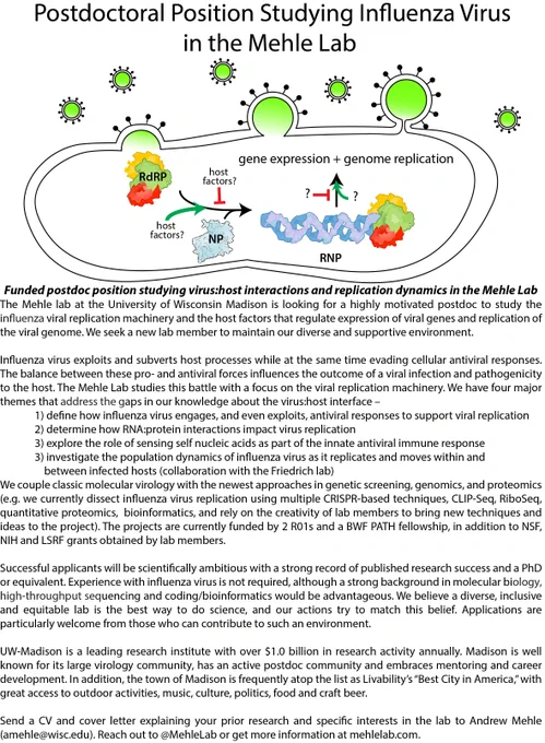Postdoc add for Mehle Lab.