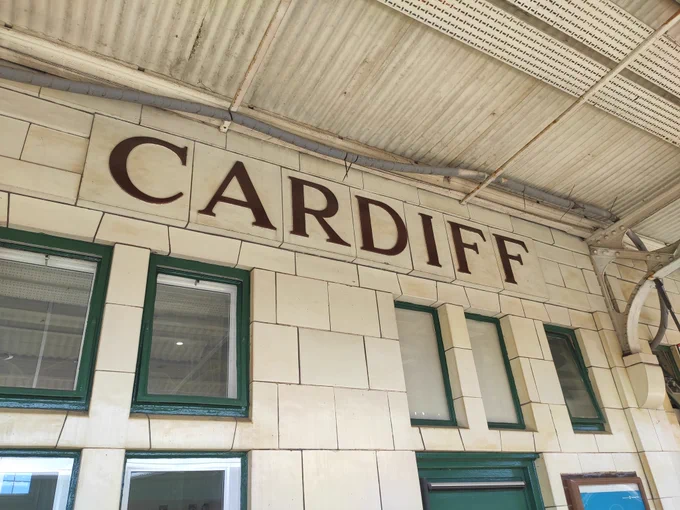 Tiles spelling Cardiff at the station