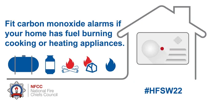 Fit carbon monoxide alarms if your home has fuel burning cooking or heating appliances