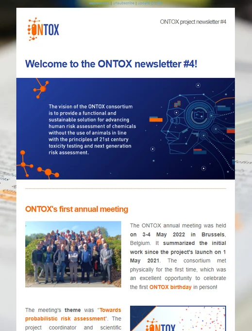 Graphic layout of the ONTOX Newsletter number 4