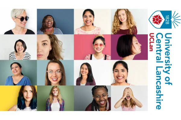 University of Central Lancashire logo alongside a number of people from different diverse backgrounds