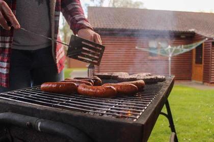 Food cooking on BBQ