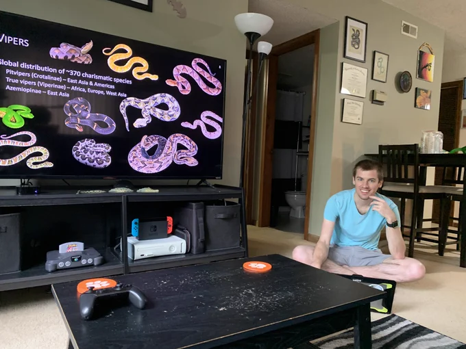 TV with slide of Vipers next to smiling Rhett