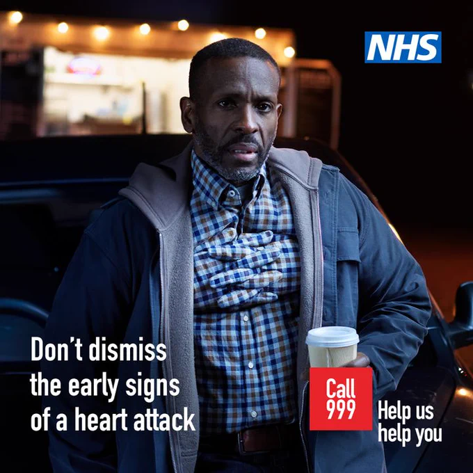 Don't dismiss the early signs of a heart attack. Call 999. Help us help you.