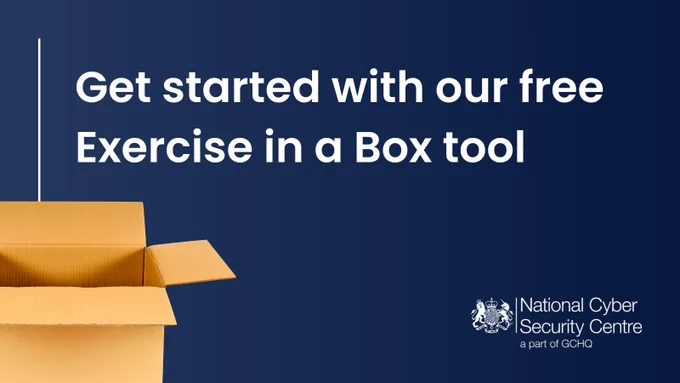 A graphic of a cardboard box beside the caption "Get started with our free Exercise in a Box tool"