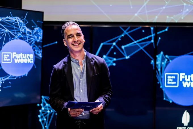 A picture of me addressing the audience at Media City Bergen's FACT Conference