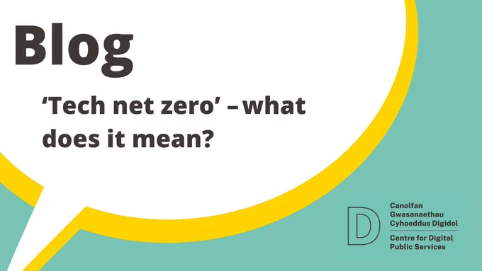 Text on speech bubble reads: Blog 'Tech net zero' - what does it mean?