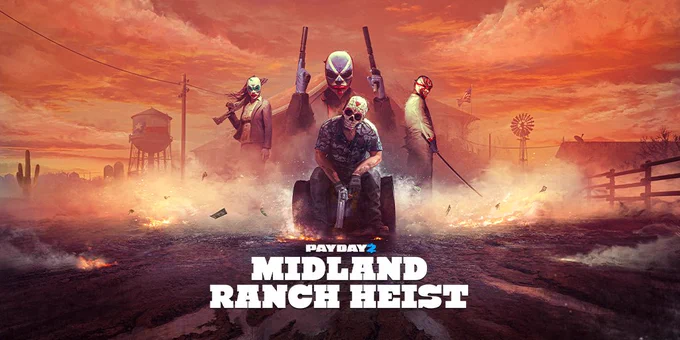 Midland Ranch Heist cover photo, with Sangres looking towards the viewer and the remaining heisters posing behind him