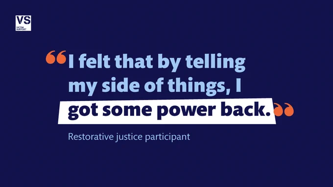 “I felt that by telling my side of things, I got some power back.” This is a quote from a Restorative justice participant.