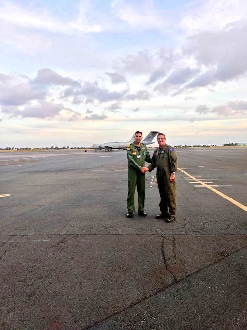 The P8I Detachment led by Cdr Puneet Dabas was received by Wg Cdr Matt Stuckless  (RAAF), Head of MPRA operations from Hickam airfield.