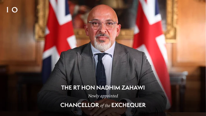 The RT Hon Nadhim Zahawi newly appointed Chancellor of the Exchequer