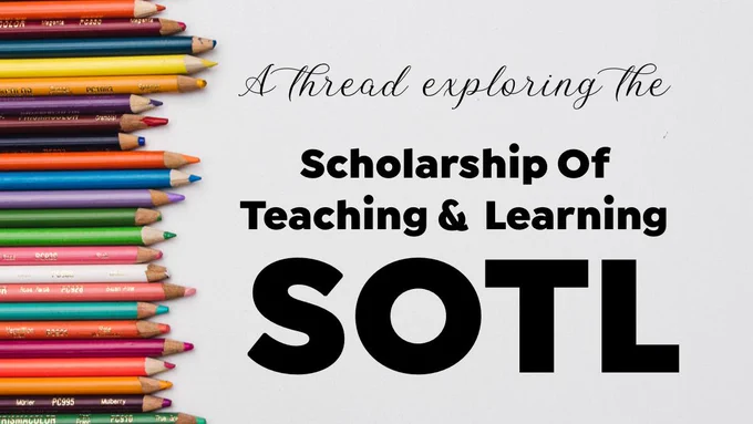 A thread exploring the Scholarship of Teaching and Learning SOTL
Background of a white table and to the left a series of coloured pencils of varying lengths