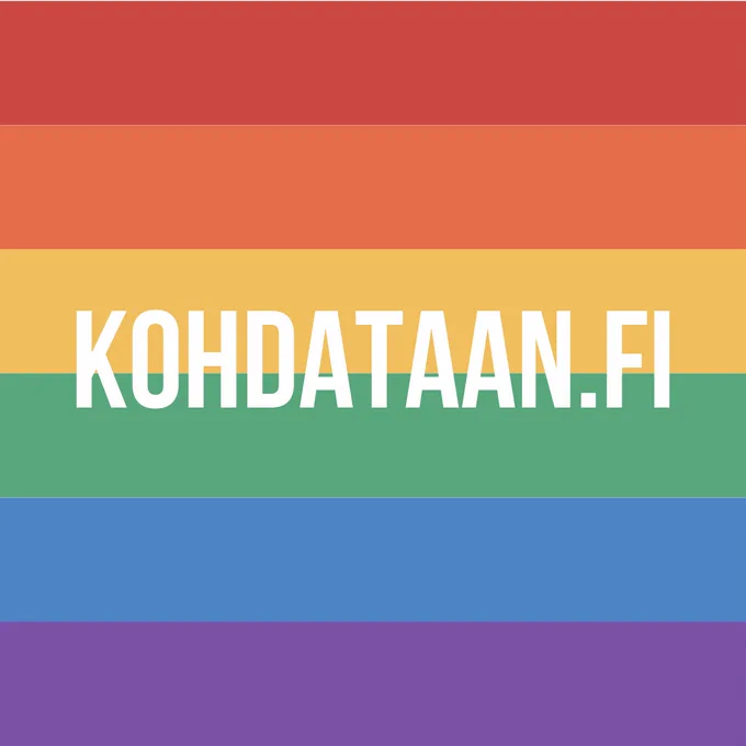 Sateenkaari-tausta, jossa teksti KOHDATAAN.FI