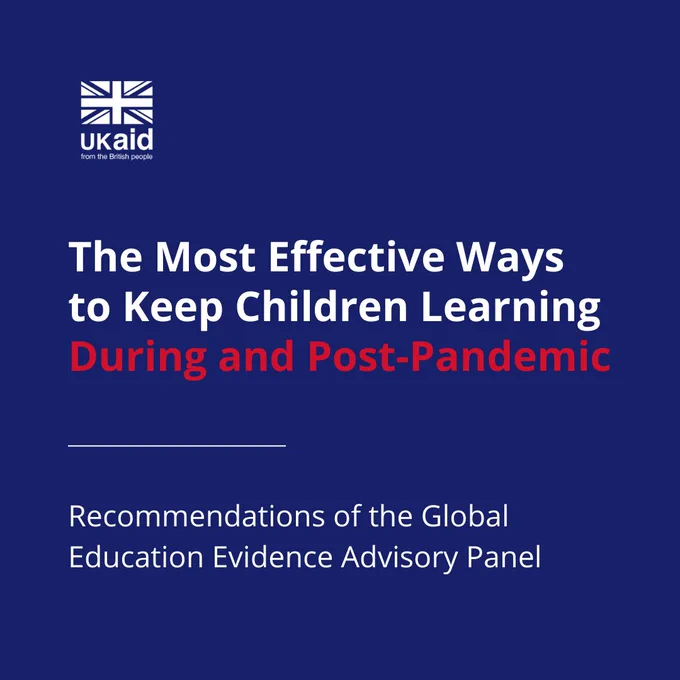 Graphic reads: "The Most Effective Ways to Keep Children Learning During and Post-Pandemic: Recommendations of the Global Education Evidence Advisory Panel"