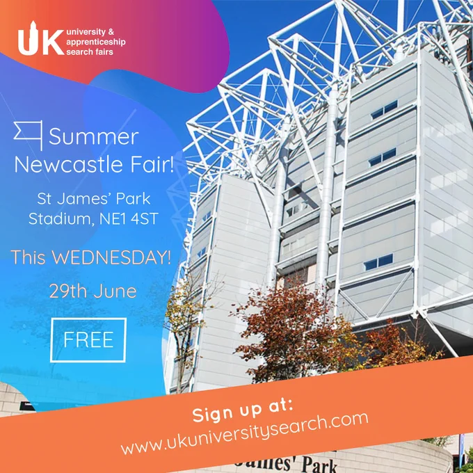 Meet a host of universities and apprenticeships   gain vital help with your UCAS and career applications. All students, teachers and parents are welcome. Simply sign up at: https://www.ukuniversitysearch.com/fair-signup/newcastle-summer-2022 