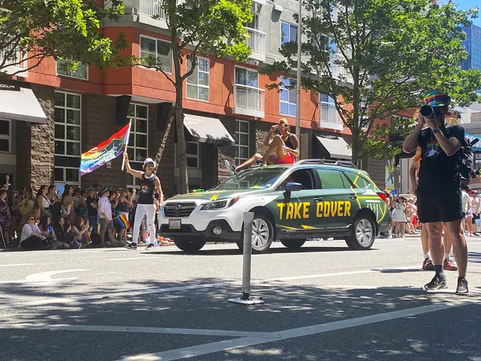Seattle Storm Subaru Outback wrap featured at Seattle Pride Parade 2022