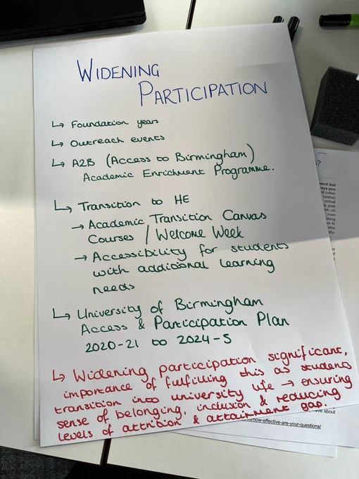Student writing about small group teaching: widening participation
