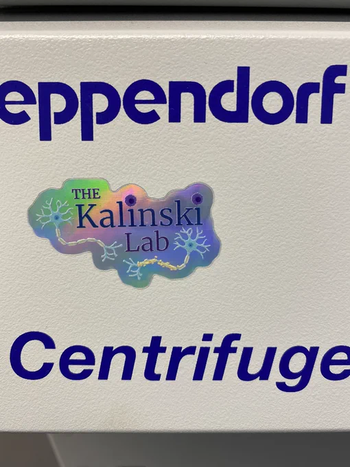 Picture of The Kalinski Lab sticker on a centrifuge