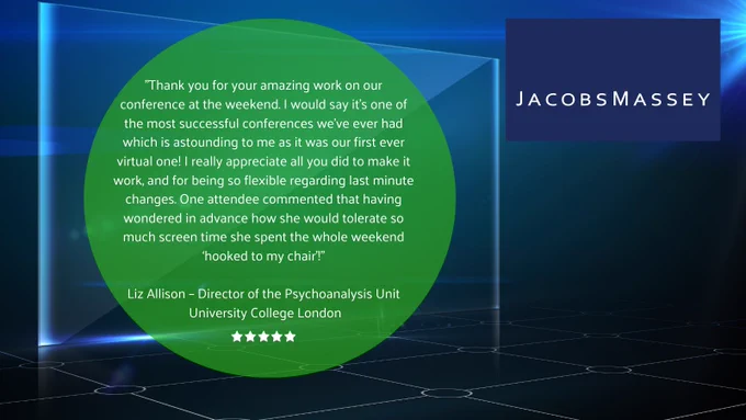 Another very satisfied and happy client! Great feedback and always a pleasure working with the events team @UCL

#positivefeedback #happyclient #eventsteam
#eventprofs #london #productionservice
#corporateevent #hybridevent  #AVproduction 
#digitalproduction #JacobsMasseyHybridEvents
#JoacobsMasseyProductionTeam