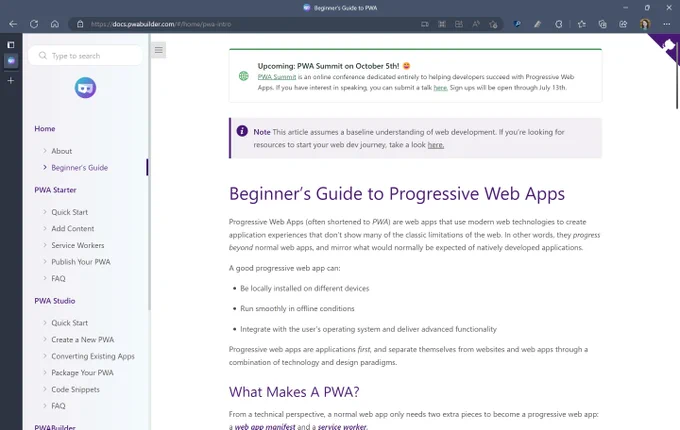 A screenshot of the new getting started guide in Microsoft Edge