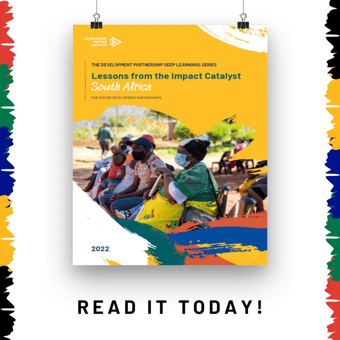 White background with a colourful front cover of a report 'Lessons from the Impact Catalyst - South Africa' with the words Read it today!