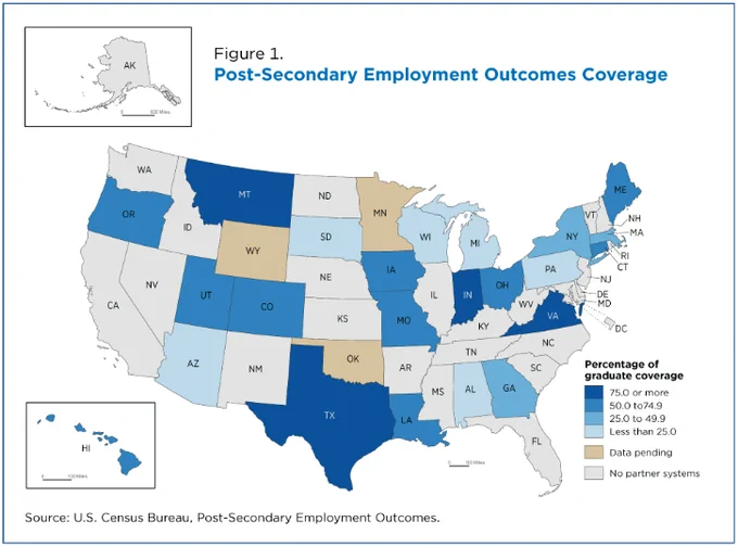 Map of PSEO coverage by state