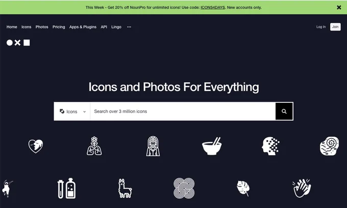 The Noun Project homepage