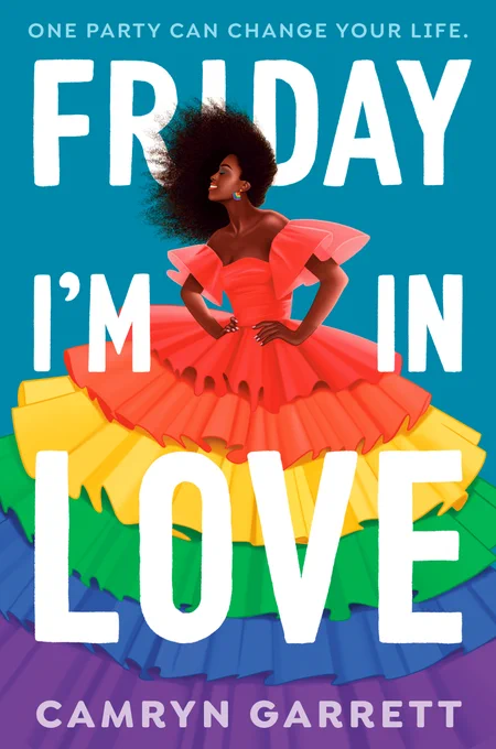 Mahalia in a gigantic rainbow colored dress!