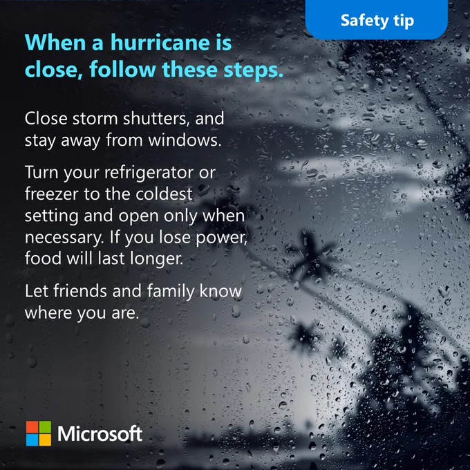 Close storm shutters, and stay away from windows.
Turn your refrigerator or freezer to the coldest setting and open only when necessary. If you lose power, food will last longer.
Let friends and family know where you are.

