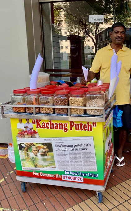 The Kachang Puteh man at Peace Centre, 1 Sophia Road, Singapore