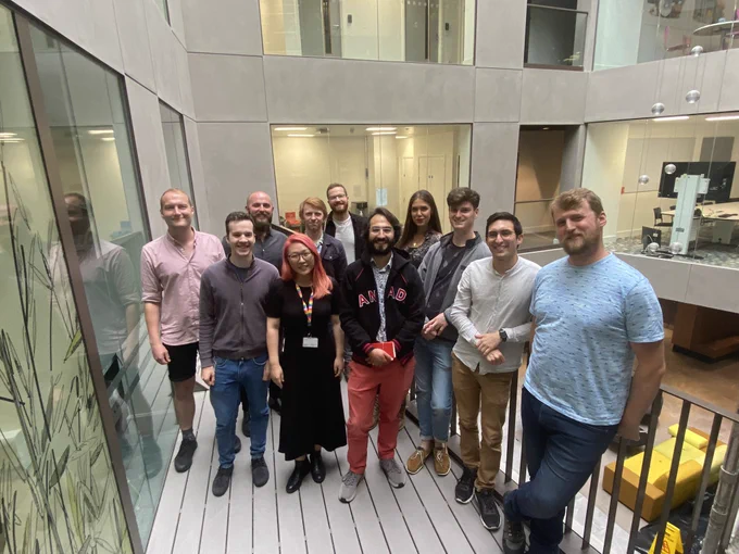 Gathering of 11 people for the first chip chat, a community of Bristol based researchers working on silicon based devices in photonics, electronics and mechanical chips