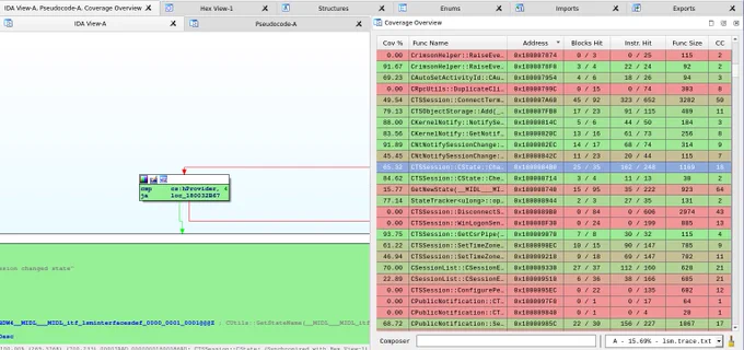 Viewing a TTD trace coverage with IDA LightHouse