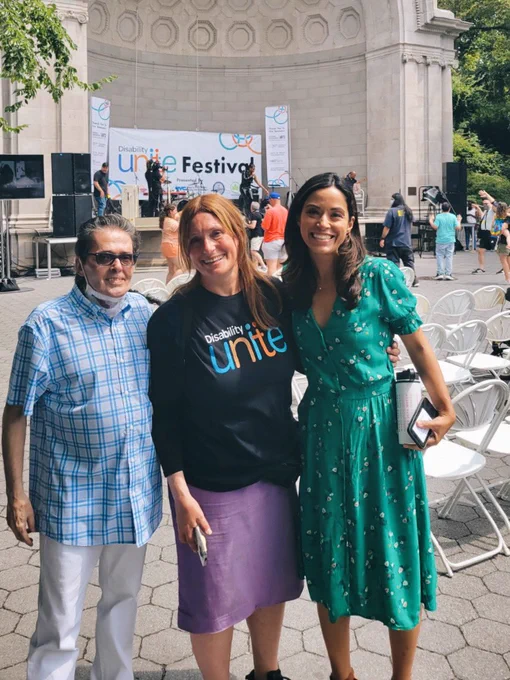 Carlina Rivera posing with disability rights advocates and 504 Dems President at the disability unite festival.