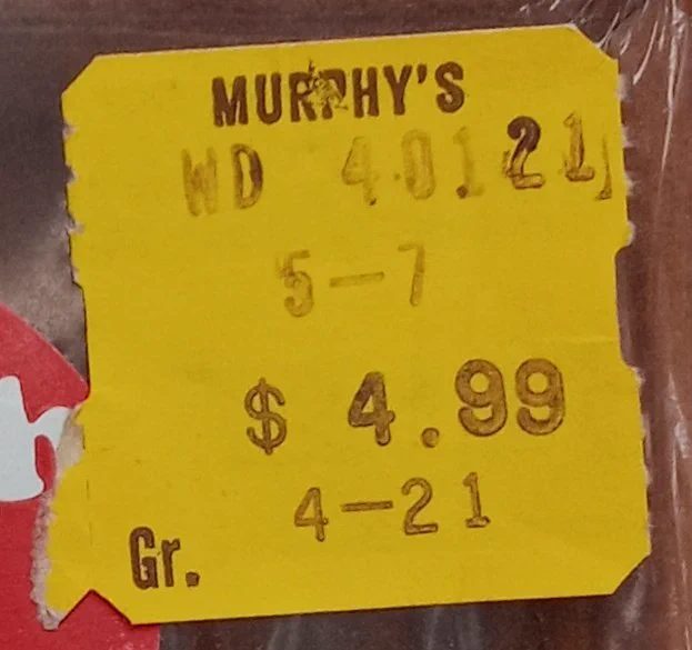 Vintage 1970's Murphy's Mart price sticker from a vintage photo frame as a new, old stock
