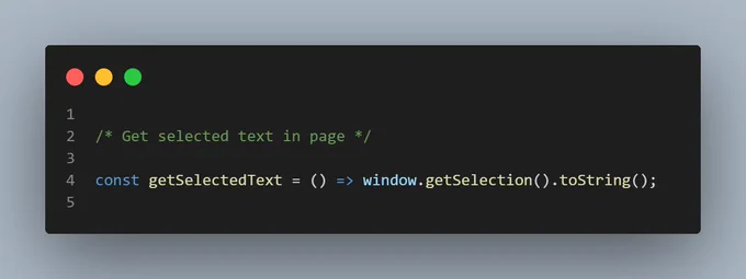 Javascript snippet for getting Selected text in Page