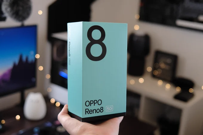 OPPO Reno8 box held in hand